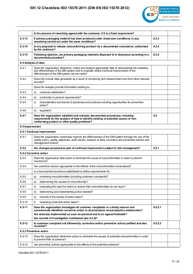 iso 13485 internal audit checklists